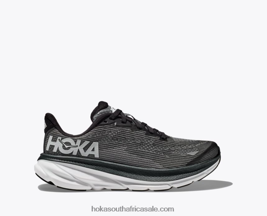 Kids Clifton 9 Hoka 0TNRBJ673 Black/White