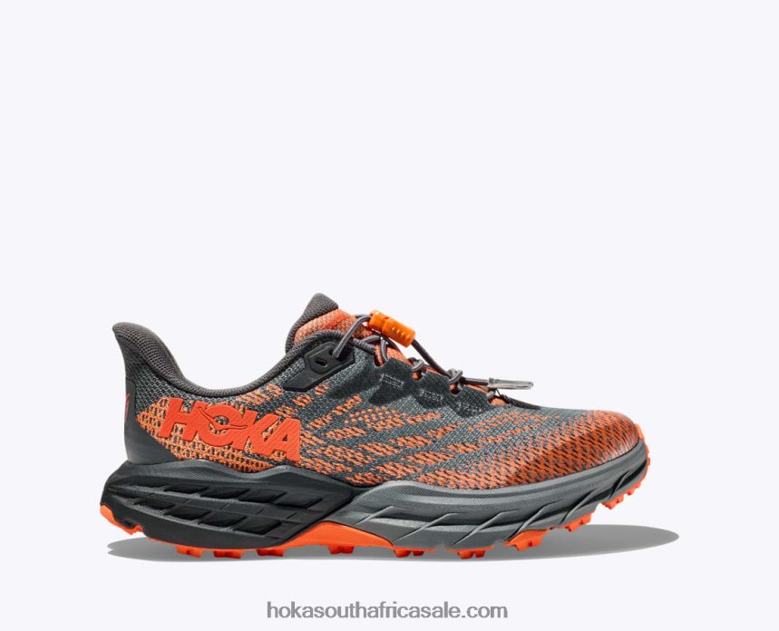Kids Speedgoat 5 Hoka 0TNRBJ677 Castlerock/Vibrant Orange