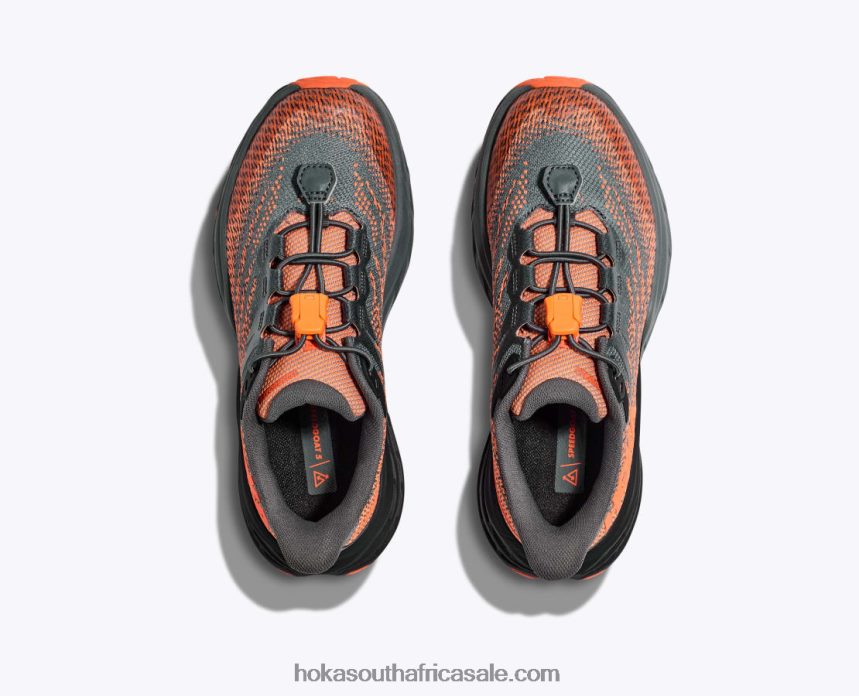 Kids Speedgoat 5 Hoka 0TNRBJ677 Castlerock/Vibrant Orange