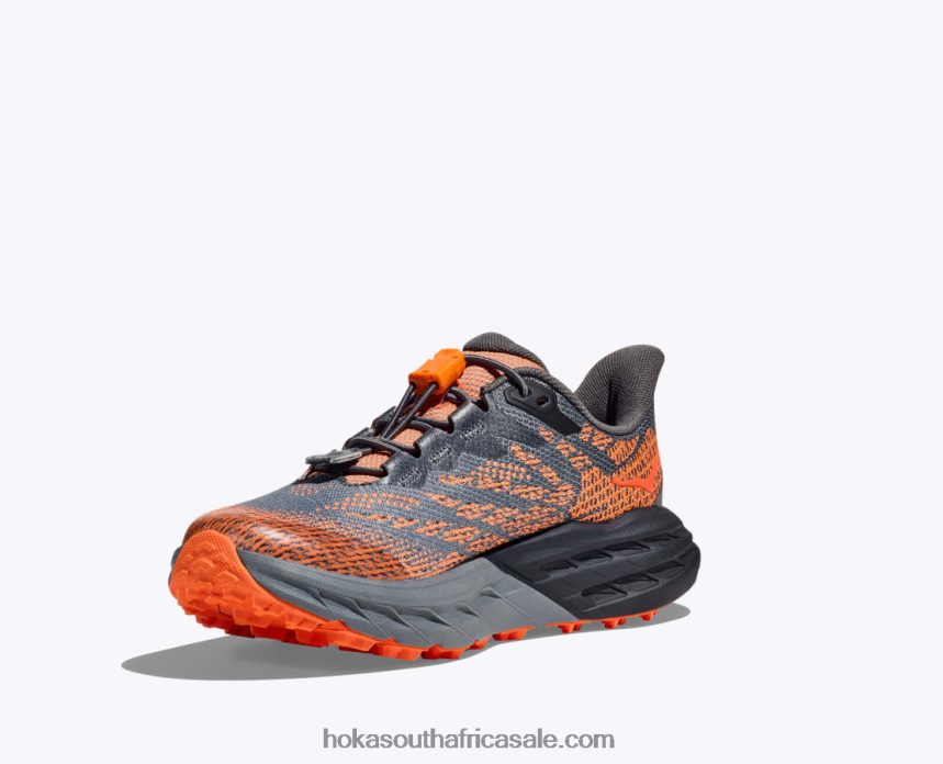 Kids Speedgoat 5 Hoka 0TNRBJ677 Castlerock/Vibrant Orange