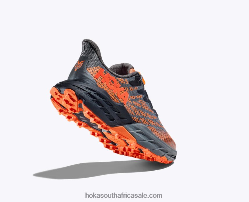 Kids Speedgoat 5 Hoka 0TNRBJ677 Castlerock/Vibrant Orange