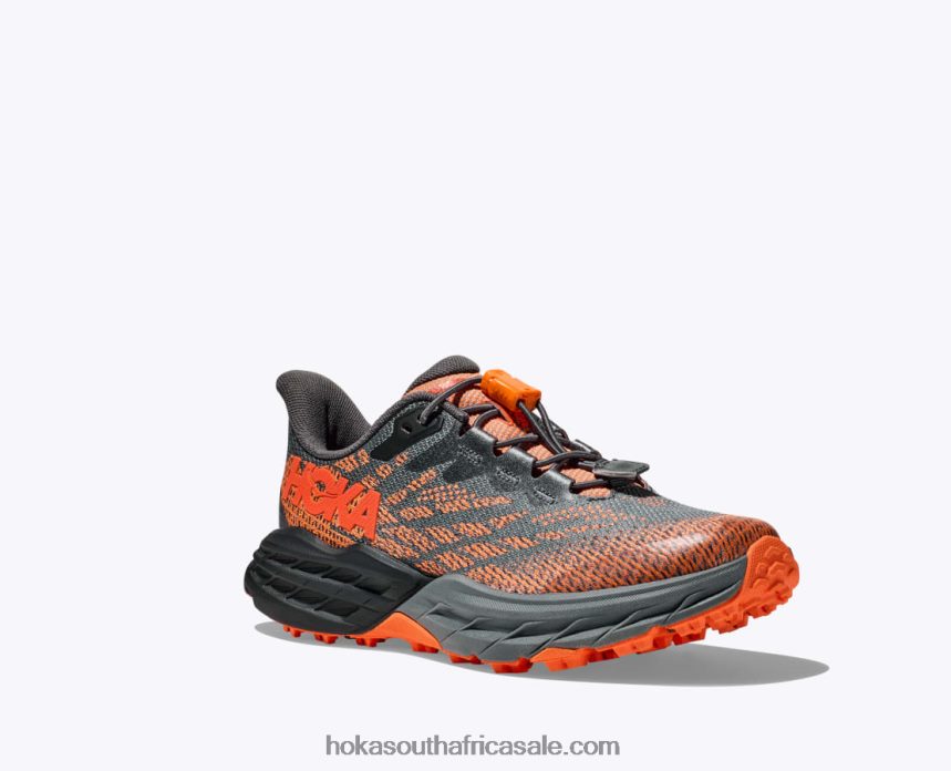Kids Speedgoat 5 Hoka 0TNRBJ677 Castlerock/Vibrant Orange