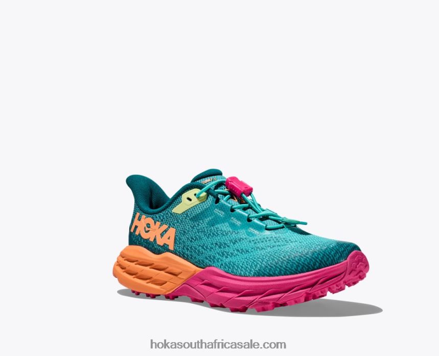 Kids Speedgoat 5 Hoka 0TNRBJ678 Castlerock/Vibrant Orange