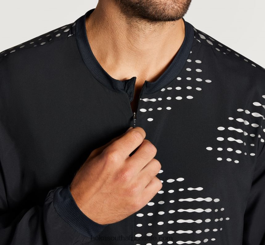 Men 1/2 Zip Wind Shell Hoka 0TNRBJ671 Black