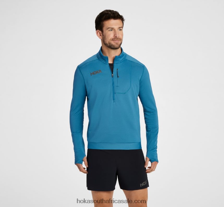Men 1/2 Zip Hoka 0TNRBJ638 Blue Steel