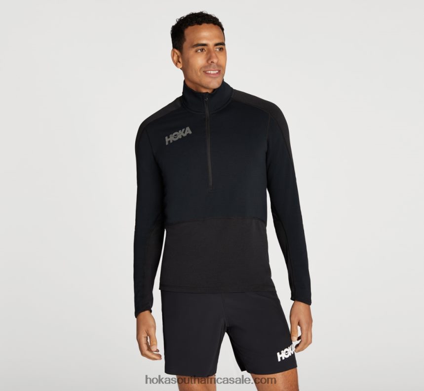 Men 1/2 Zip Midlayer Hoka 0TNRBJ642 Black