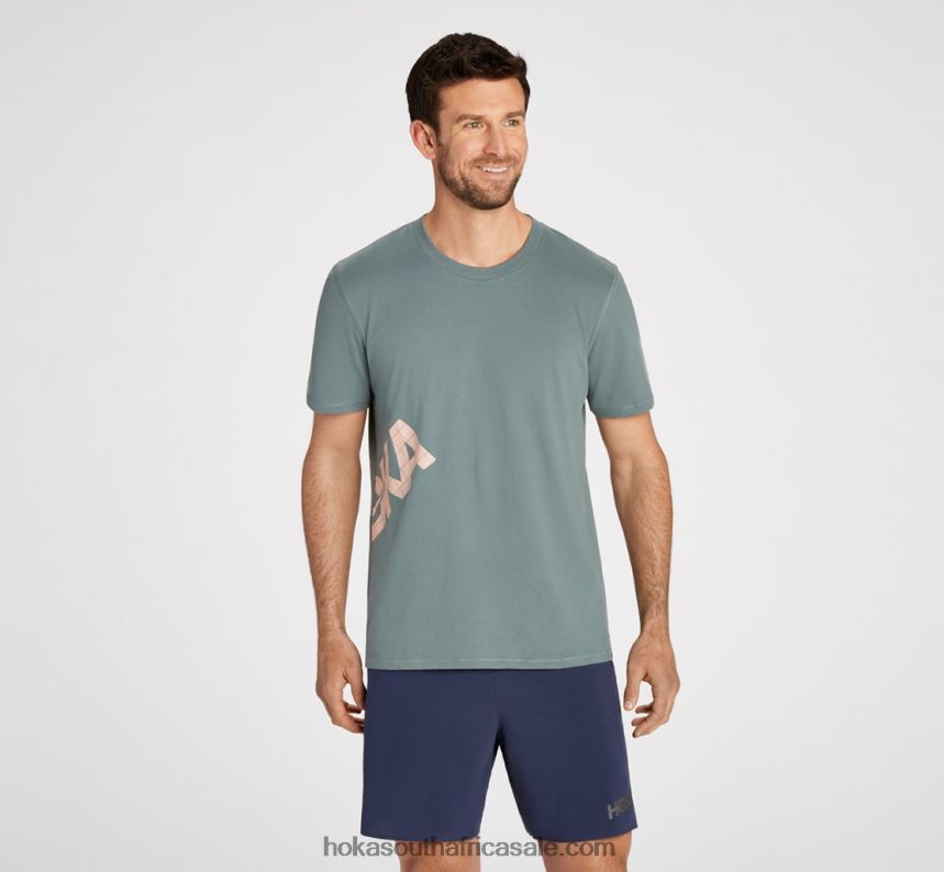 Men All-Day Tee Hoka 0TNRBJ648 Blue Steel
