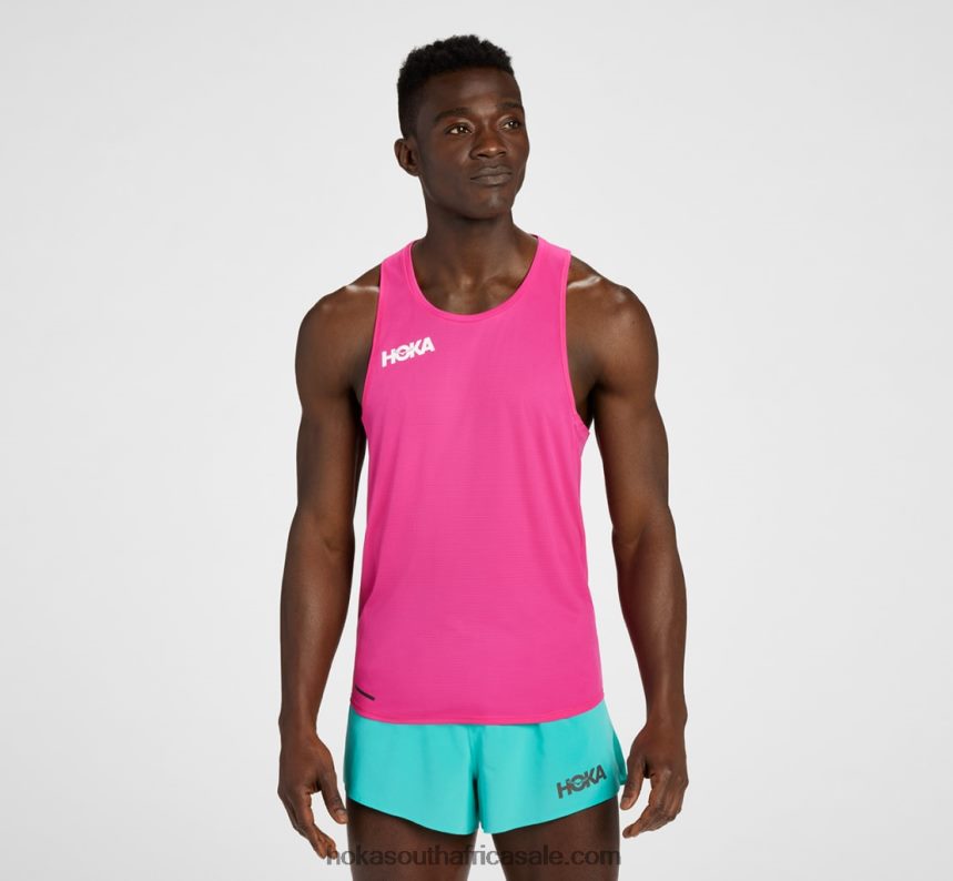 Men Glide Singlet Hoka 0TNRBJ633 Pink Yarrow
