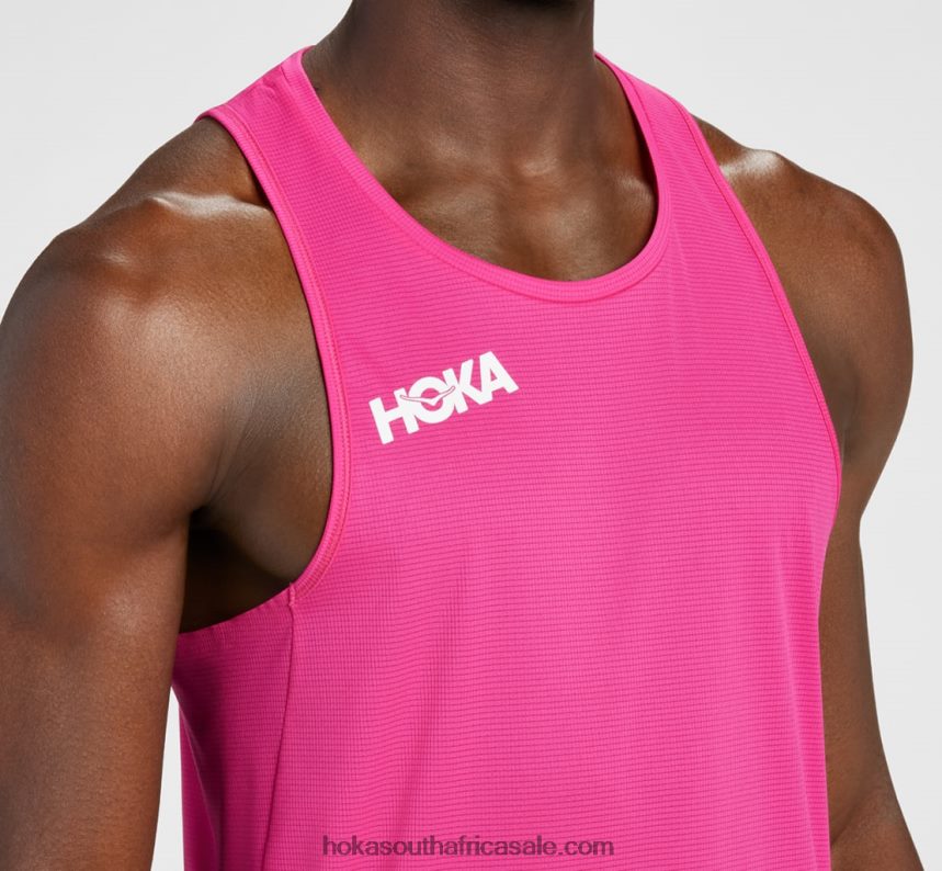 Men Glide Singlet Hoka 0TNRBJ633 Pink Yarrow