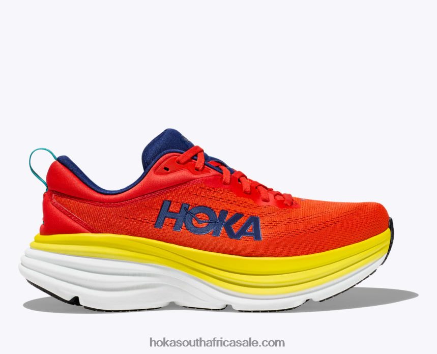 Men Bondi 8 Hoka 0TNRBJ415 Red Alert/Flame
