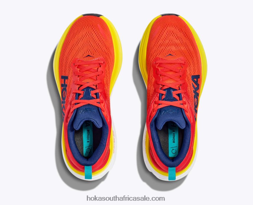 Men Bondi 8 Hoka 0TNRBJ415 Red Alert/Flame