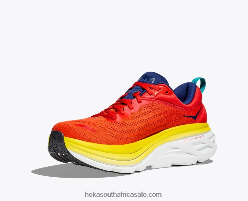 Men Bondi 8 Hoka 0TNRBJ415 Red Alert/Flame