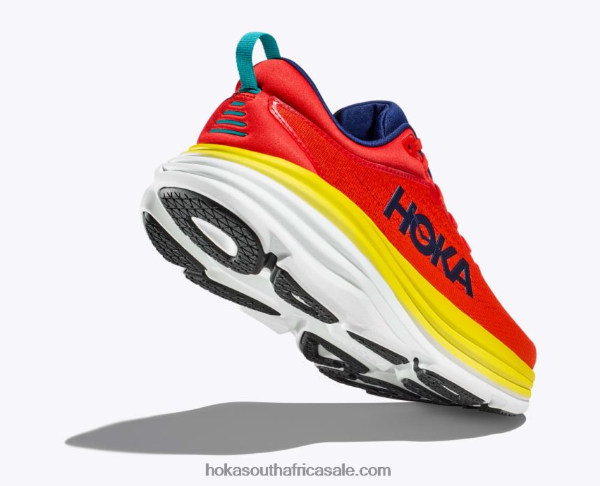 Men Bondi 8 Hoka 0TNRBJ415 Red Alert/Flame