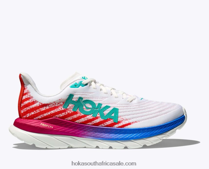 Men Mach 5 Hoka 0TNRBJ437 White/Flame