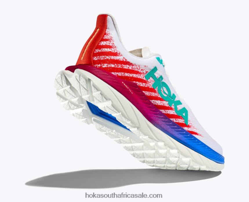 Men Mach 5 Hoka 0TNRBJ437 White/Flame