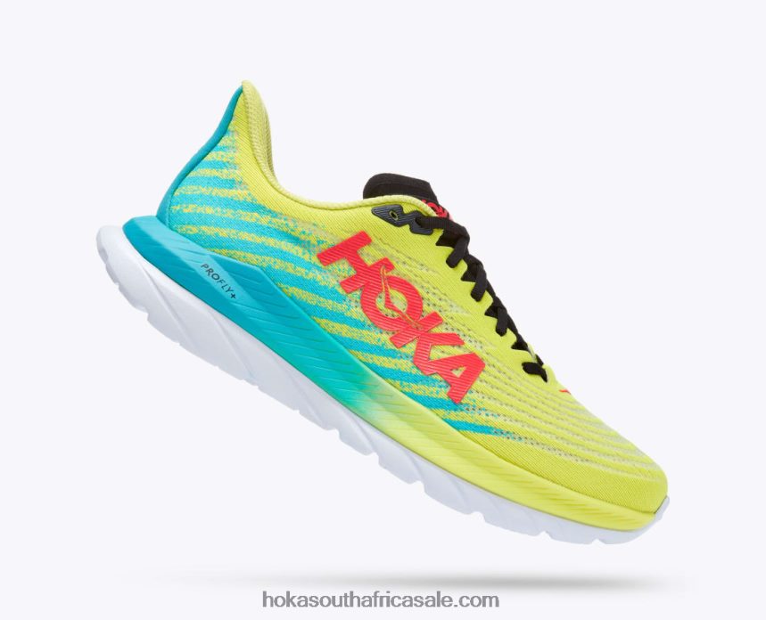 Men Mach 5 Hoka 0TNRBJ438 Evening Primrose/Scuba Blue