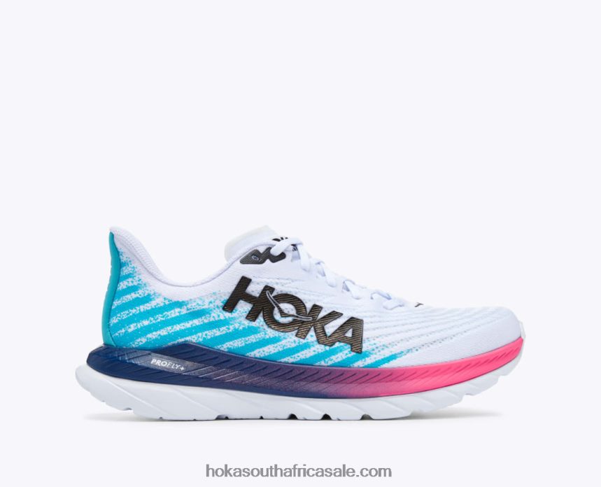 Men Mach 5 Hoka 0TNRBJ443 White/Scuba Blue