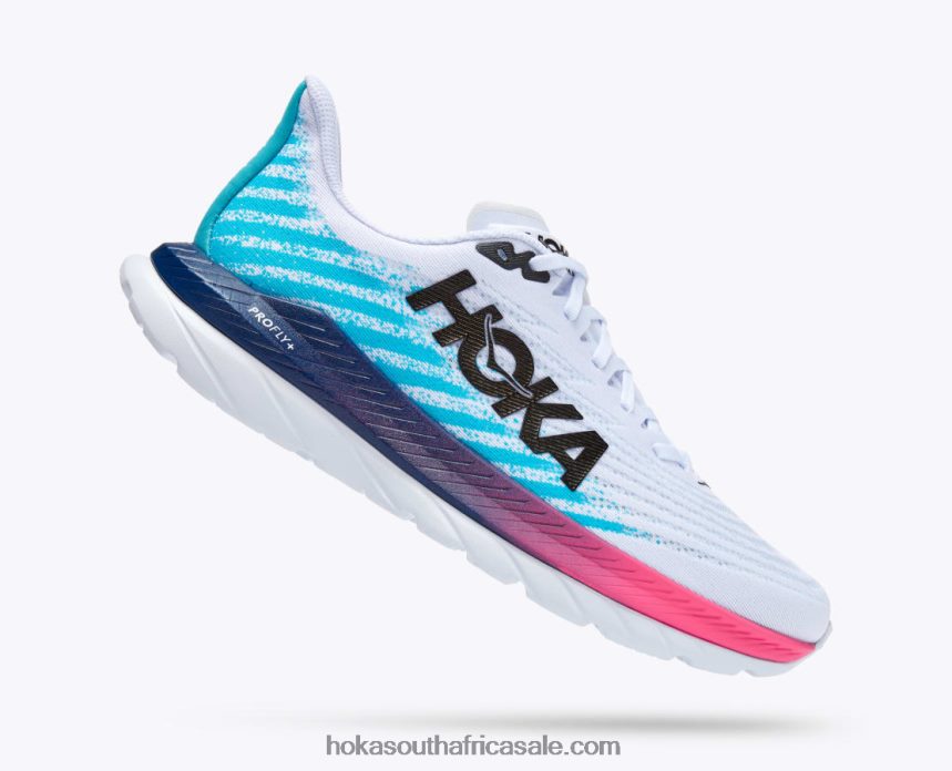 Men Mach 5 Hoka 0TNRBJ443 White/Scuba Blue