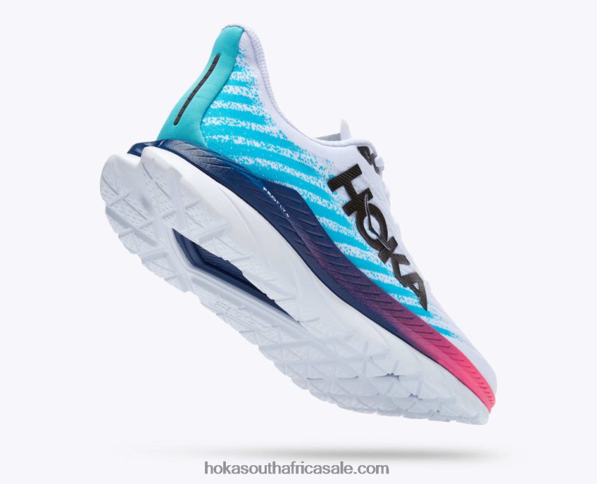 Men Mach 5 Hoka 0TNRBJ443 White/Scuba Blue