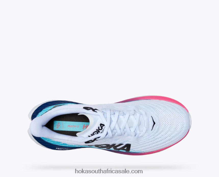 Men Mach 5 Hoka 0TNRBJ443 White/Scuba Blue