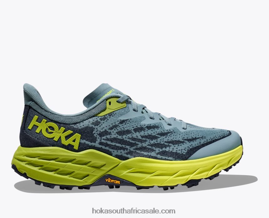 Men Speedgoat 5 Hoka 0TNRBJ606 Stone Blue/Dark Citron
