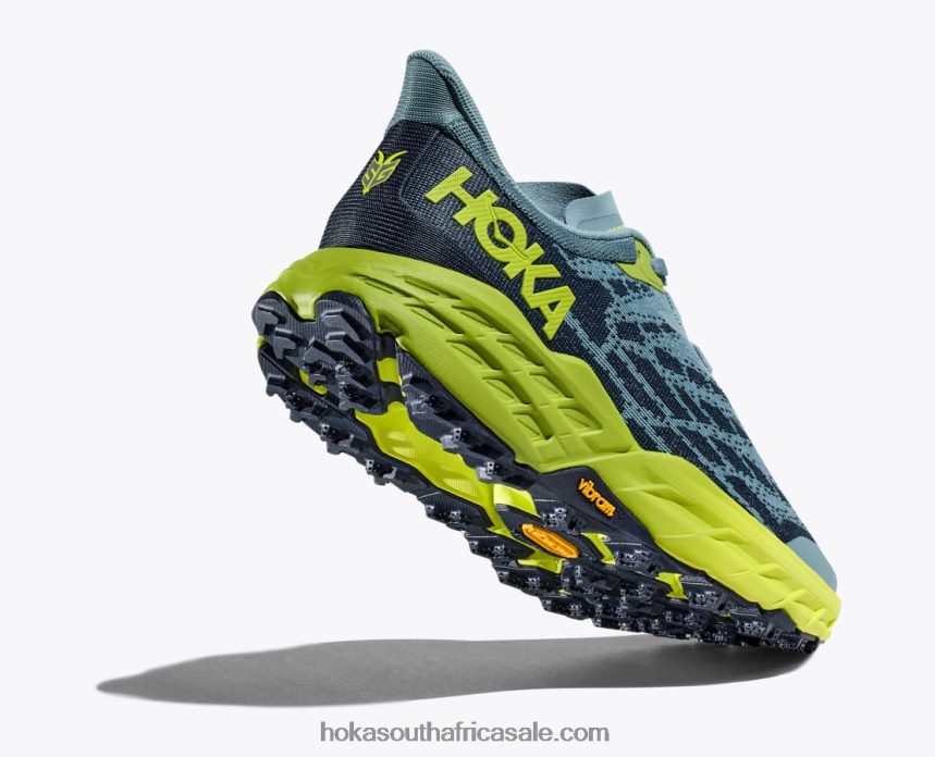 Men Speedgoat 5 Hoka 0TNRBJ606 Stone Blue/Dark Citron