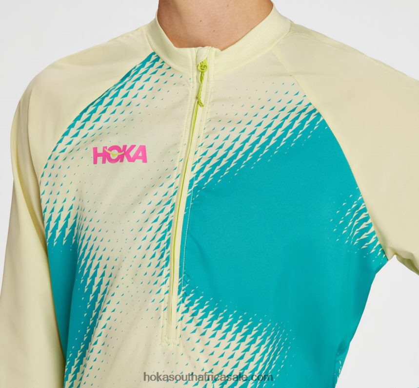 Women 1/2 Zip Wind Shell Hoka 0TNRBJ372 Golden Yellow