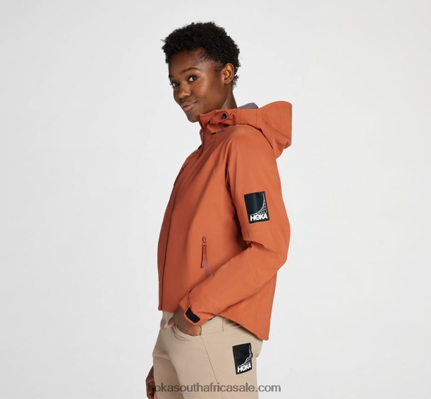 Women Transport Rain Jacket Hoka 0TNRBJ373 Baked Clay