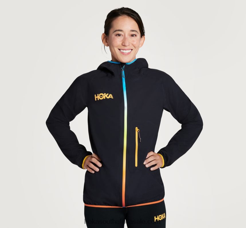 Women Ultralight Waterproof Jacket Hoka 0TNRBJ374 Black