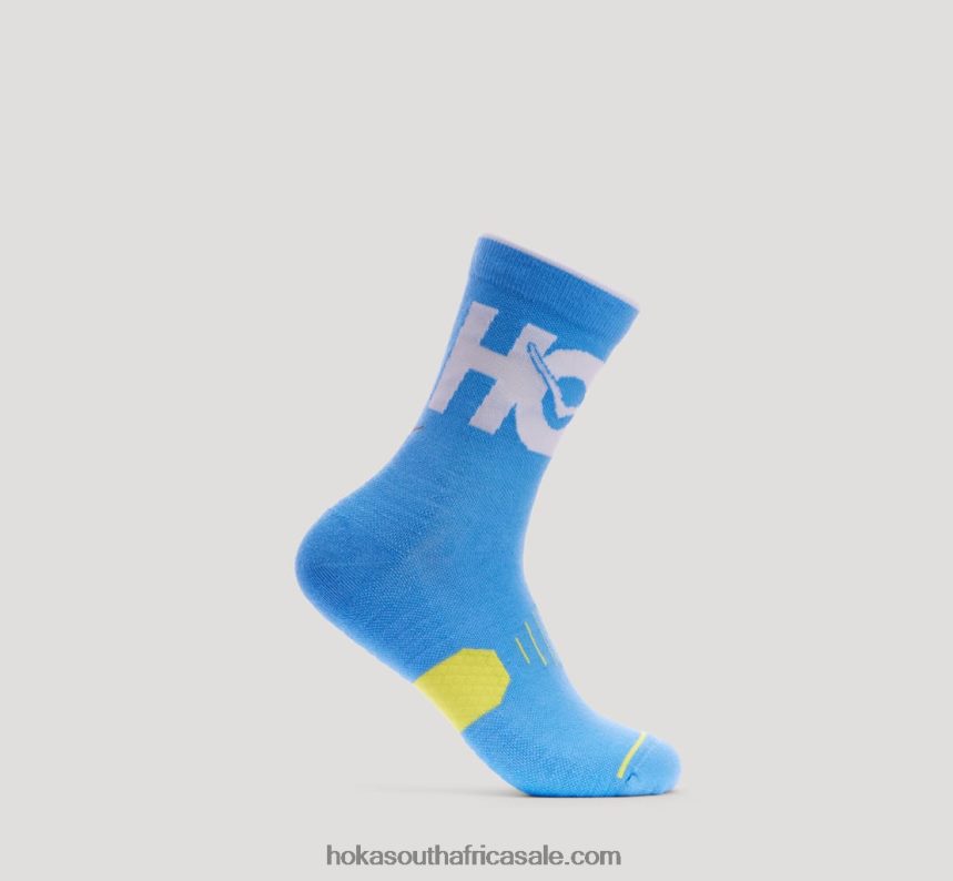 Women Crew Run Sock Hoka 0TNRBJ389 Diva Blue/Citrus