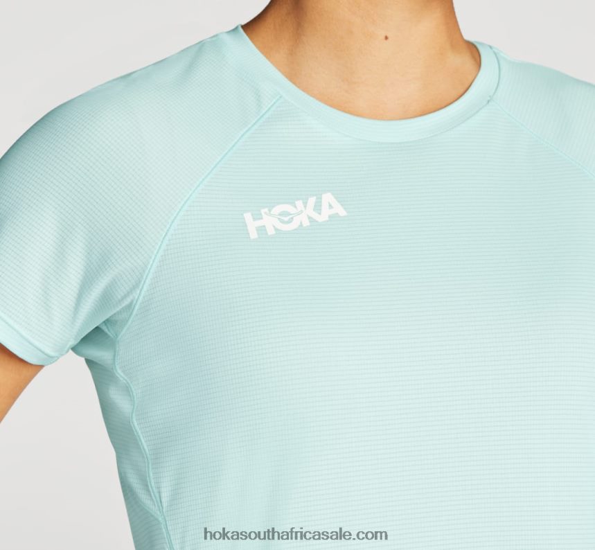 Women Glide Short Sleeve Hoka 0TNRBJ353 Blue Glass