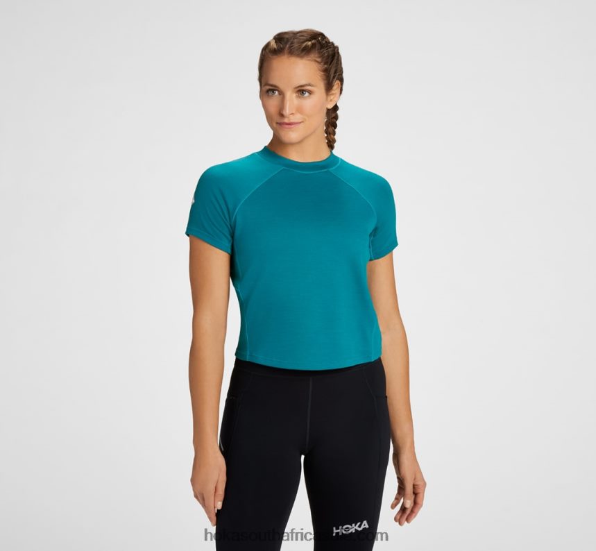 Women Midweight Merino Blend Short Sleeve Hoka 0TNRBJ351 Deep Lake