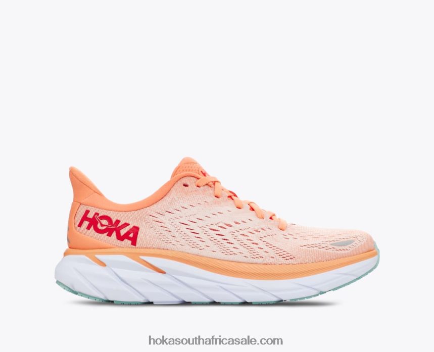 Women Clifton 8 Hoka 0TNRBJ216 Cantaloupe/Silver Peony