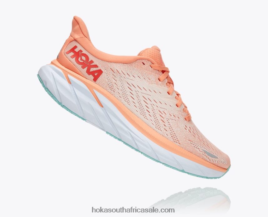 Women Clifton 8 Hoka 0TNRBJ216 Cantaloupe/Silver Peony