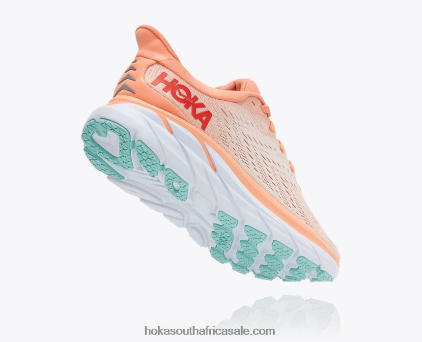 Women Clifton 8 Hoka 0TNRBJ216 Cantaloupe/Silver Peony