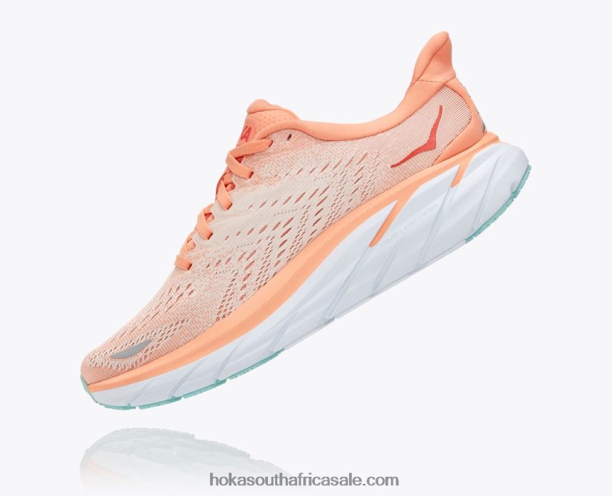 Women Clifton 8 Hoka 0TNRBJ216 Cantaloupe/Silver Peony