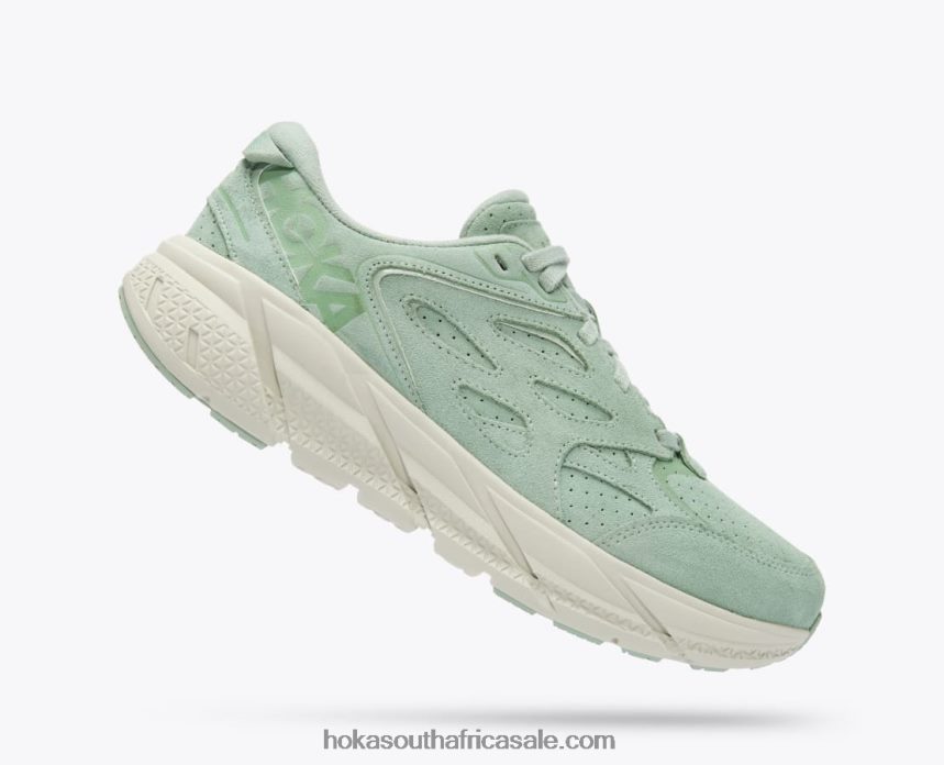 Women Clifton L Suede Hoka 0TNRBJ72 Smoke Green/Celadon Tint