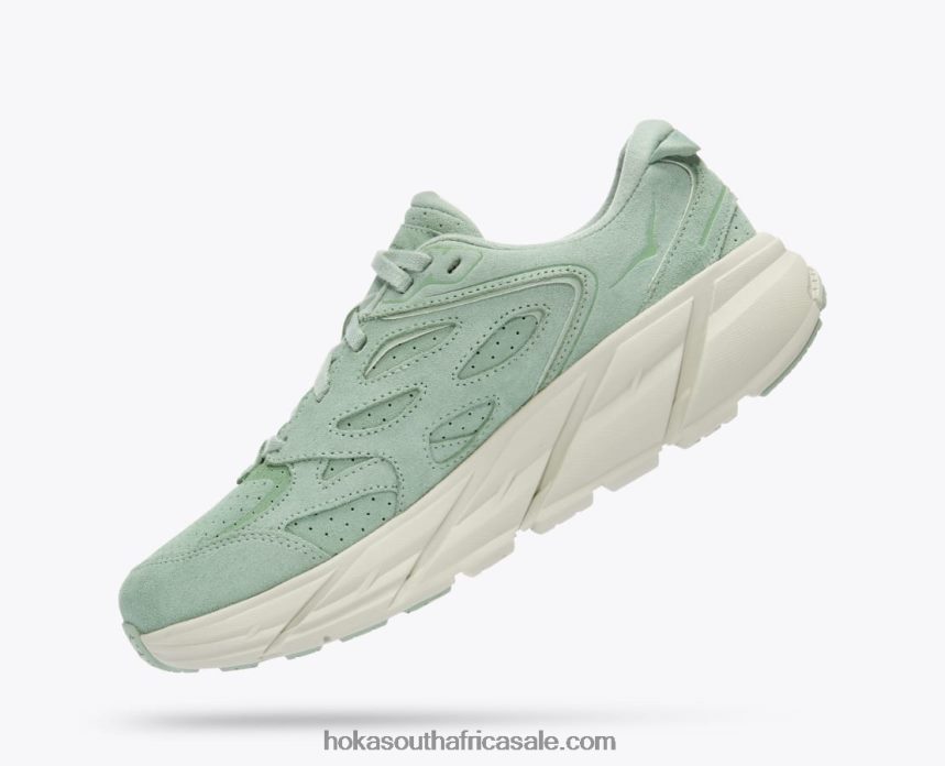 Women Clifton L Suede Hoka 0TNRBJ72 Smoke Green/Celadon Tint